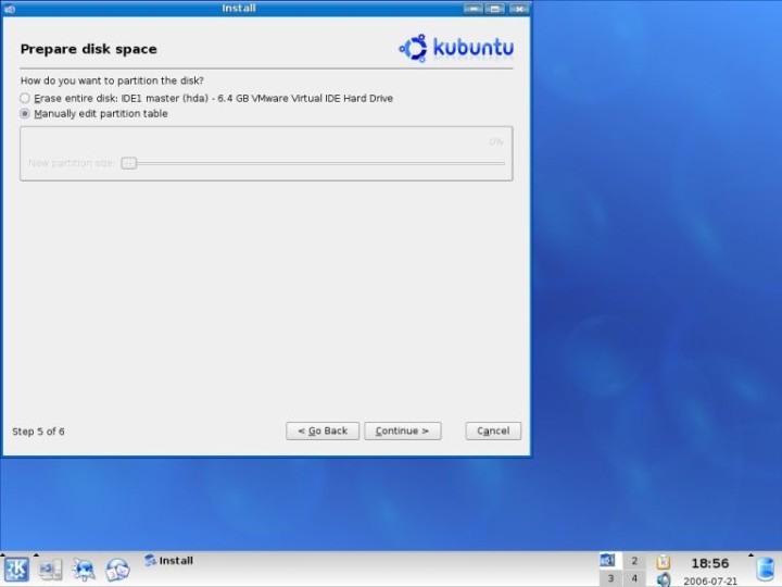 Kubuntu prepare disk space