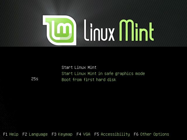 Linux Mint first boot