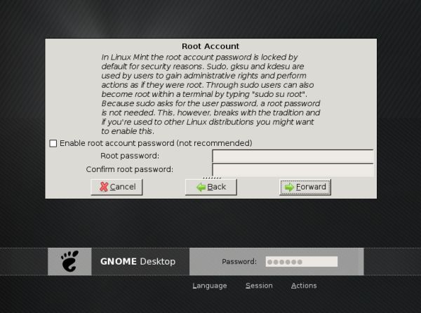 Lnux Mint root