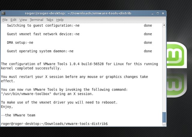 Linux Mint vmware tools done