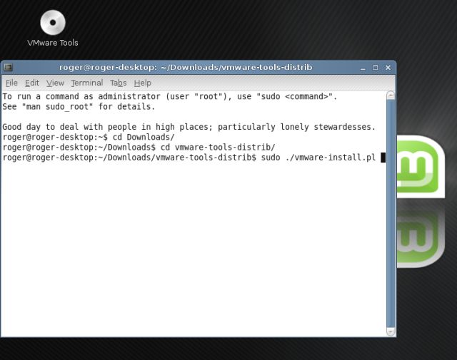 Linux Mint vmware tools install