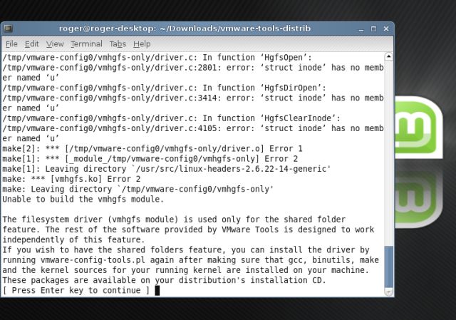 Linux Mint vmware tools no build essential