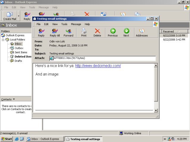 Mail securiy message without image