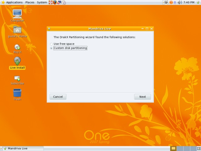 Mandriva custom partitioning