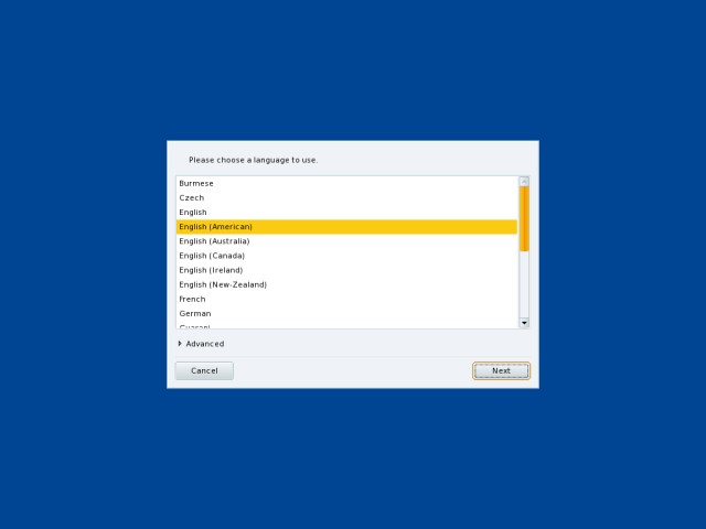 Mandriva live CD language