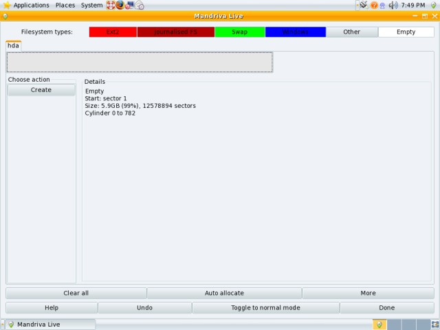 Mandriva select empty space