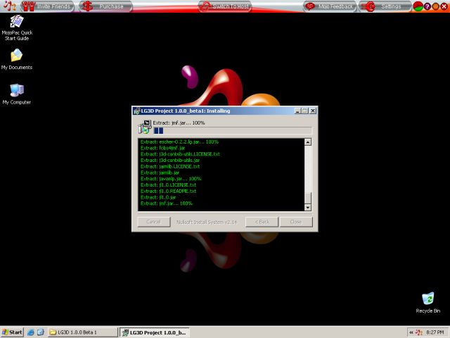 MojoPac installing LG3D