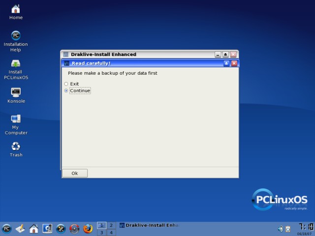 PCLinuxOS backup message