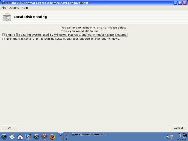 PCLinuxOS choose sharing