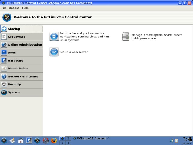 PCLinuxOS control center
