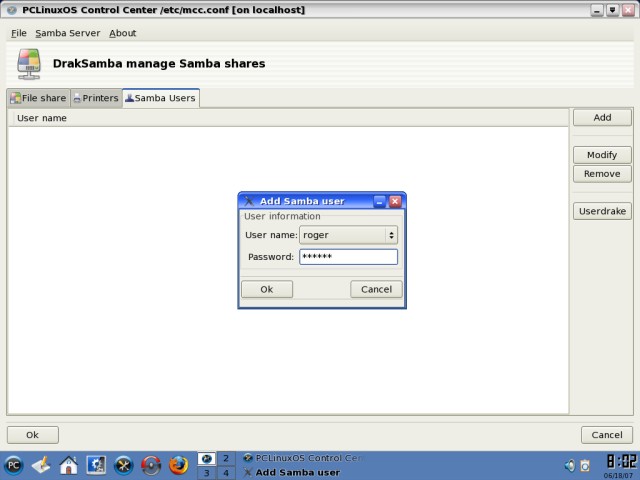 PCLinuxOS Samba add new user