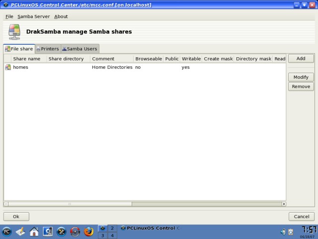 PCLinuxOS Samba shares