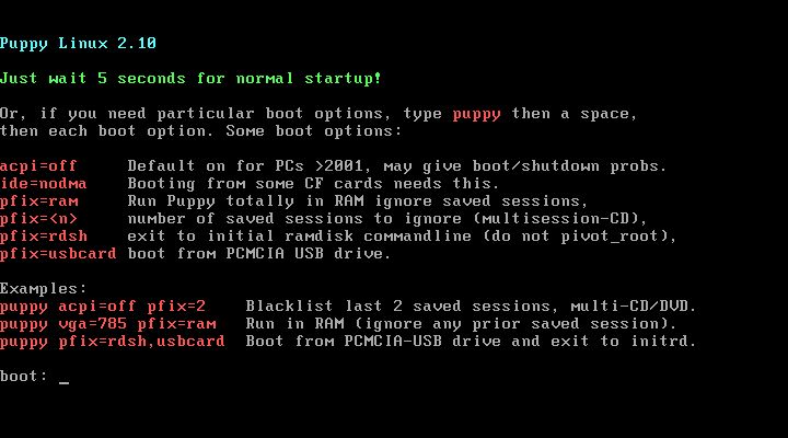 Puppy boot screen