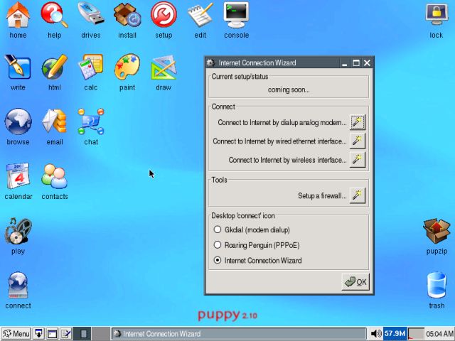 Puppy internet connection wizard