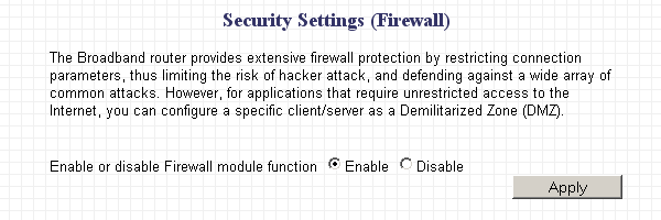 Router firewall function