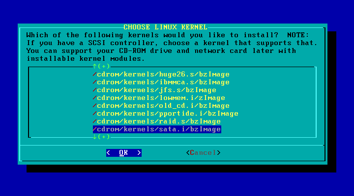 Slackware install choose kernel