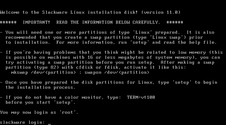 Slackware install instructions