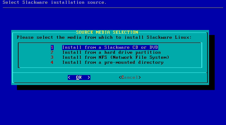 Slackware setup source media