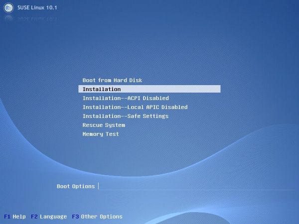 SUSE boot options