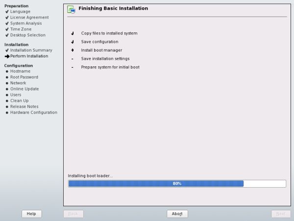 SUSE finishing basic installation