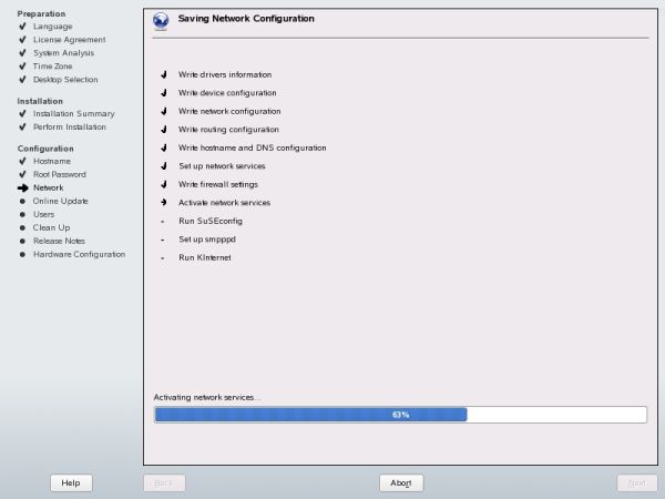 SUSE saving network settings