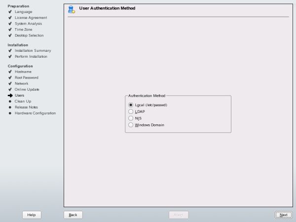 SUSe user authentication