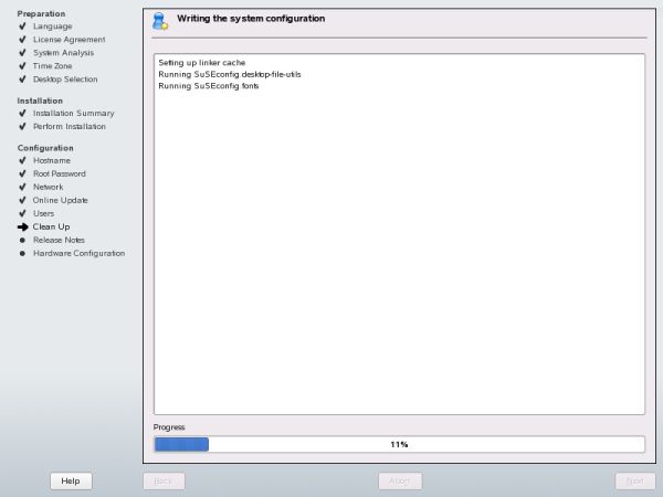 SUSE writing system configuration