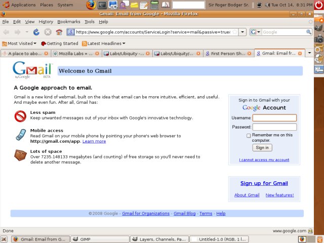 Ubiquity email gmail