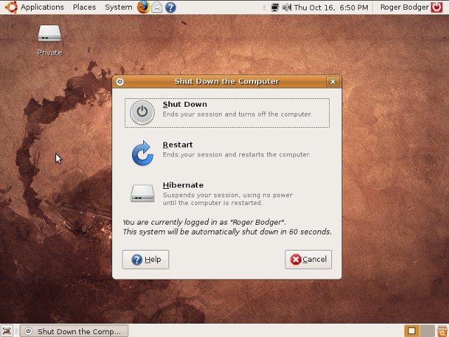 Ubuntu 8.10 shutdown 2