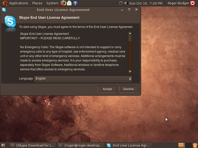 Ubuntu 8.10 skype 2