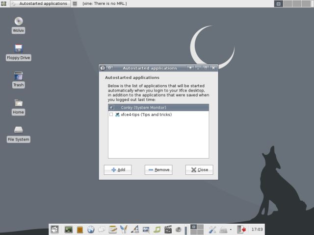 Wolvix autostarted apps