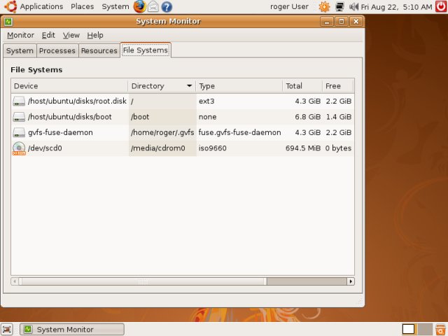 WUBI Ubuntu running system monitor