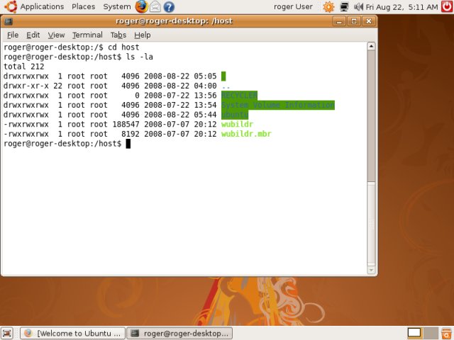 WUBI Ubuntu running terminal