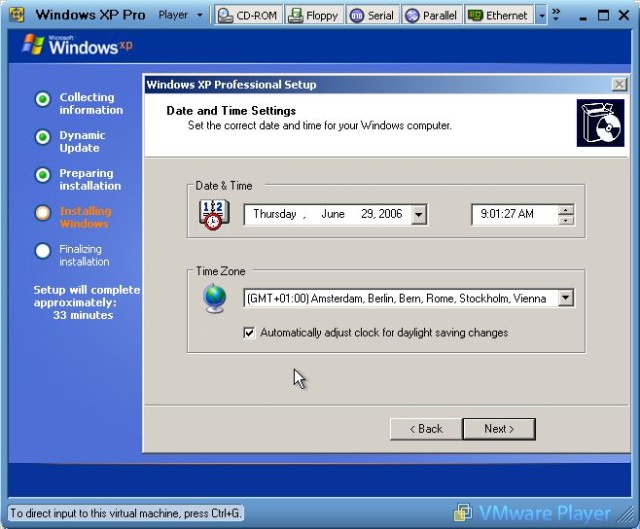 Date and time settings