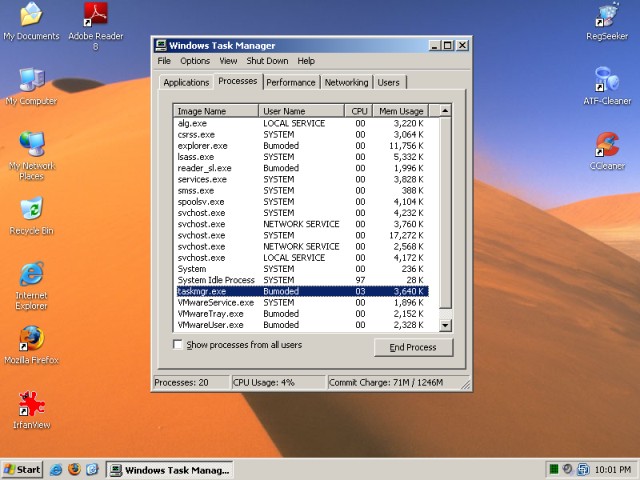 XP profiles task manager default