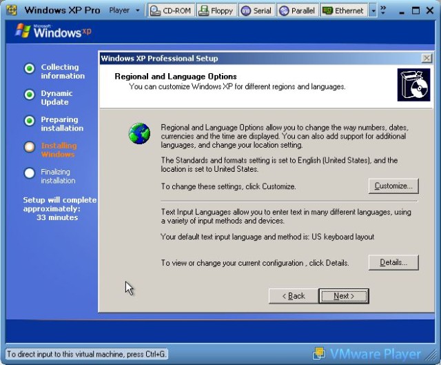 Regional and language settings