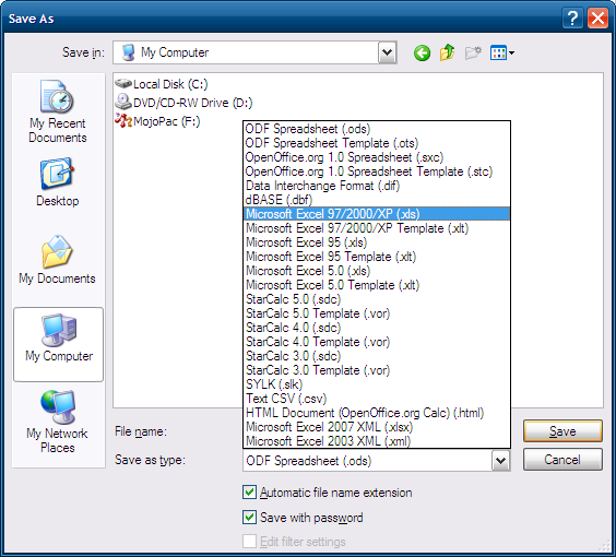 Password protect XLS