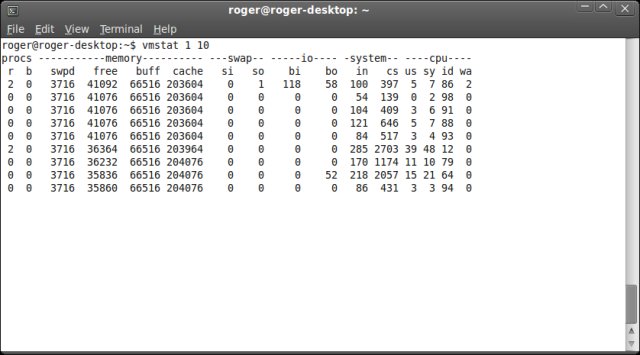 vmstat example
