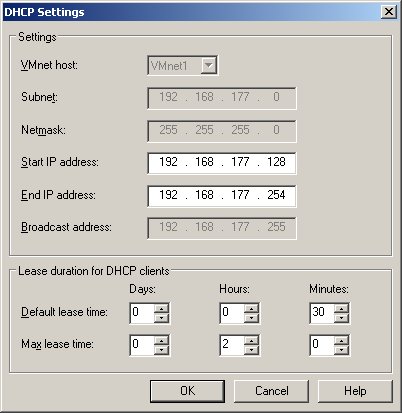 DHCP settings