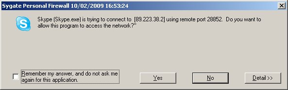 Firewall prompt
