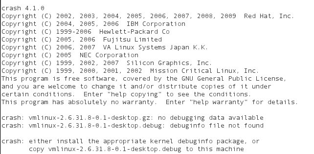No debugging data, SUSE