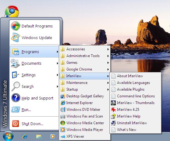 Windows 7 menu