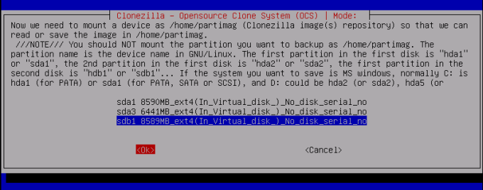 Choose destination partition