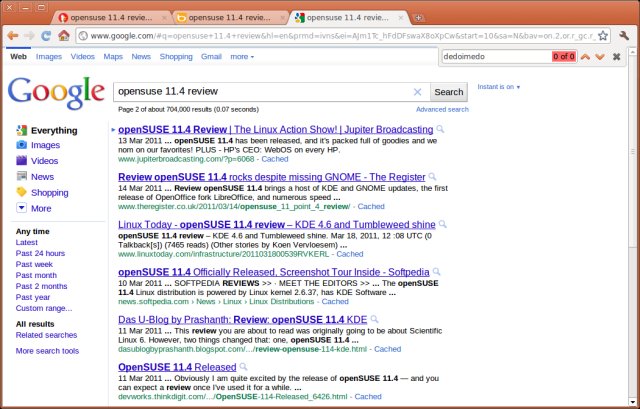 Google results, os