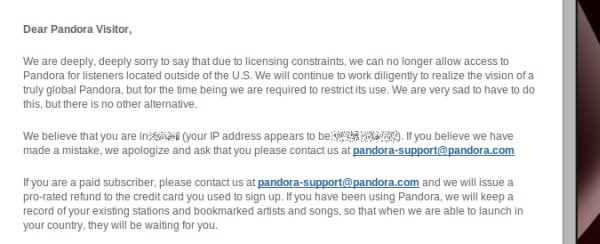 Pandora says no