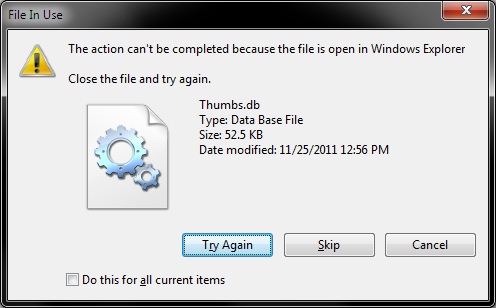 Cannot close, file in use