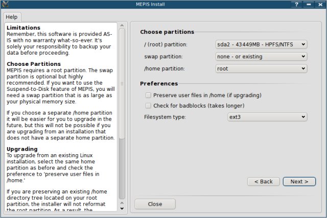 Bad partition choice