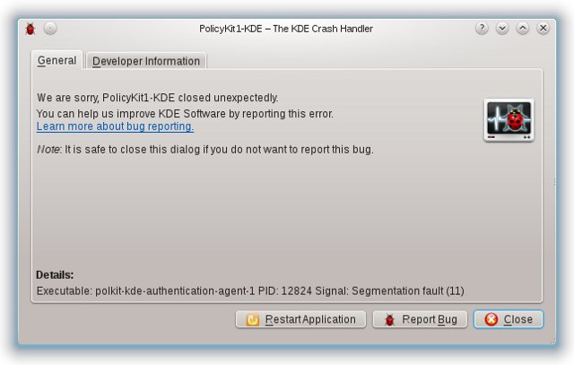 PolicyKit crash