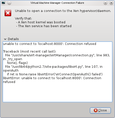 Port 8000 refused, more