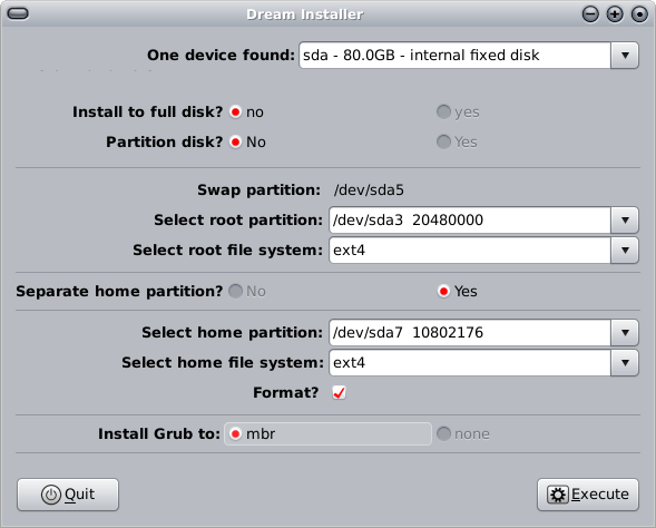 Installer, more options